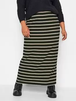 Image of Yours Yours Rib Stripe Skirt Black Based Toffe, Black, Size 38-40, Women