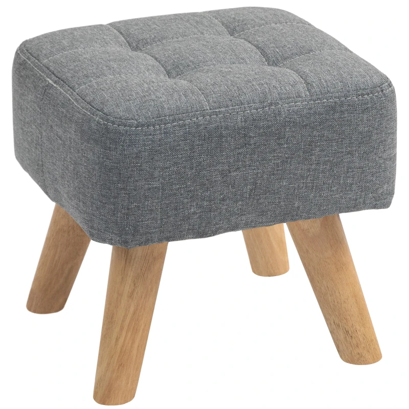 Image of HOMCOM HOMCOM Footstool with Wood Legs, Fabric Foot Stool for Living Room, Bedroom in Grey Grey One Size Unisex 5061025085071