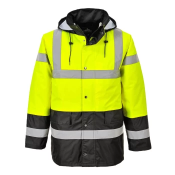 Image of Oxford Weave 300D Class 3 Hi Vis Contrast Traffic Jacket Yellow / Black 3XL