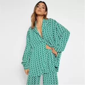 Image of I Saw It First Chevron Print Shirt Co Ord - Green