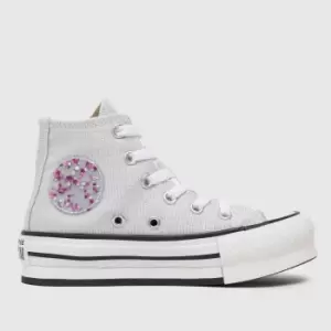 image of Converse White & Silver Eva Lift Hi Glitter Girls Junior Trainers