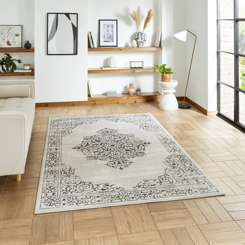 Image of Artemis B9076A Metallic Effect Yarn Rug Silver