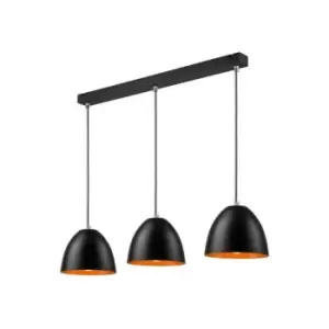 image of Livia Bar Pendant Ceiling Light Black, 3x E27