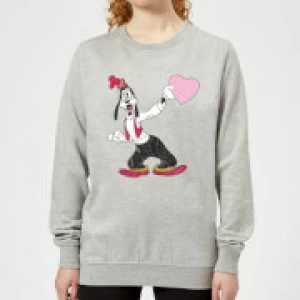 Image of Disney Goofy Love Heart Womens Sweatshirt - Grey - L