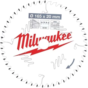 image of .milwaukee. - Milwaukee 4932471295 165x20mm 48t Circular Saw Blade