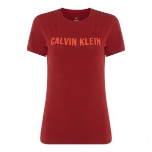 Image of Calvin Klein Performance Calvin Short Sleeve Logo Top - MERLOT