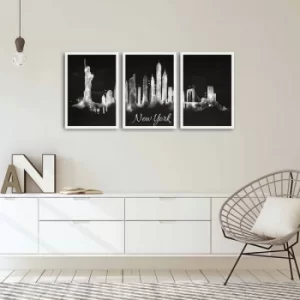 Image of 3PBCT-01 Multicolor Decorative Framed MDF Painting (3 Pieces)