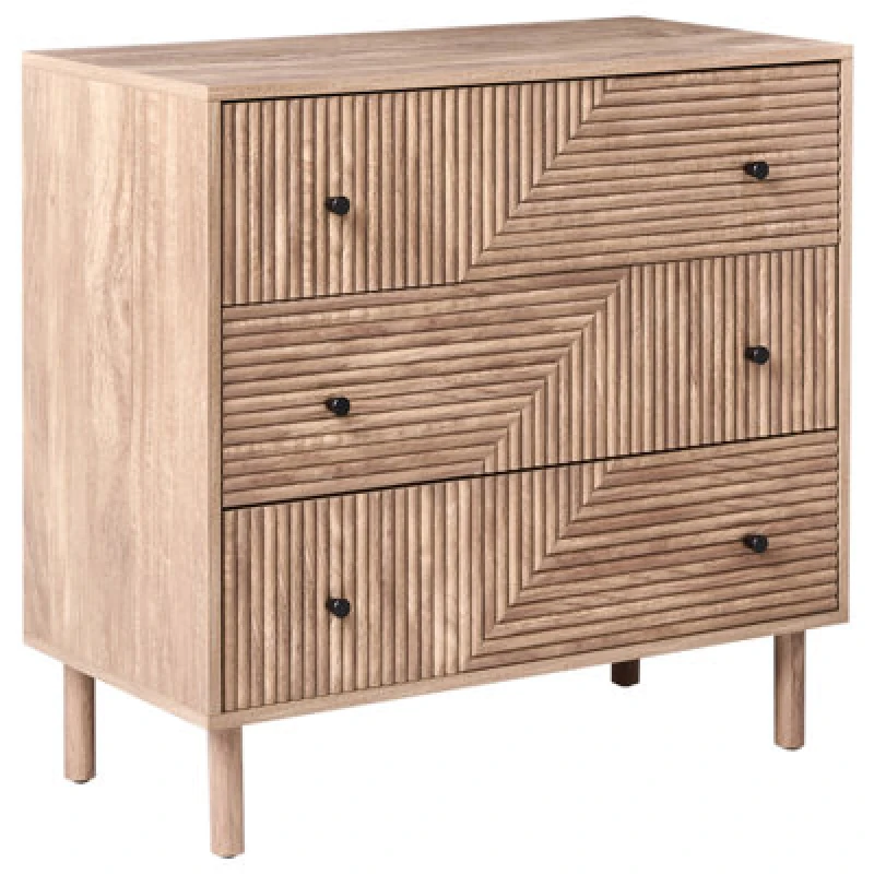 Image of Beliani 3 Drawer Chest Ronge Light Brown