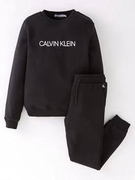 image of Calvin Klein Jeans Boys Essential Sweatpants Set - Black, Size Age: 12 Years