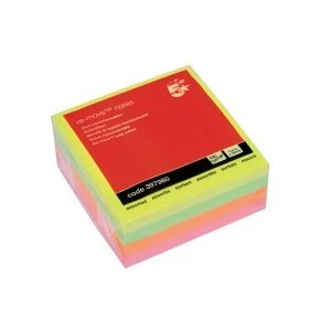 image of 5 Star Office 76x76mm Re Move Notes Cube Neon Rainbow Pad of 400 Sheets