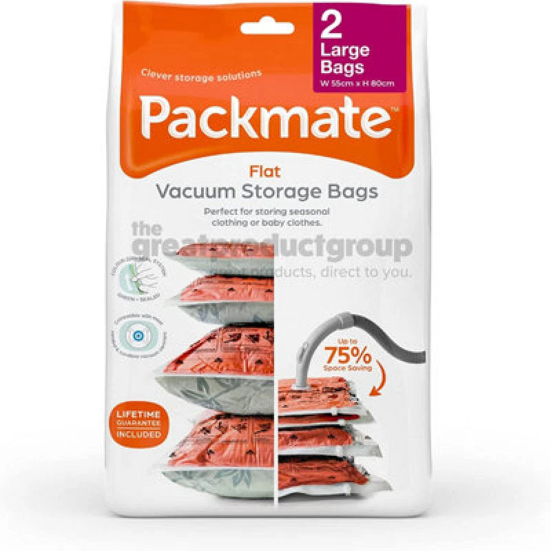 Image of Packmate 2Pc Large Flat Vacuum Storage Bags