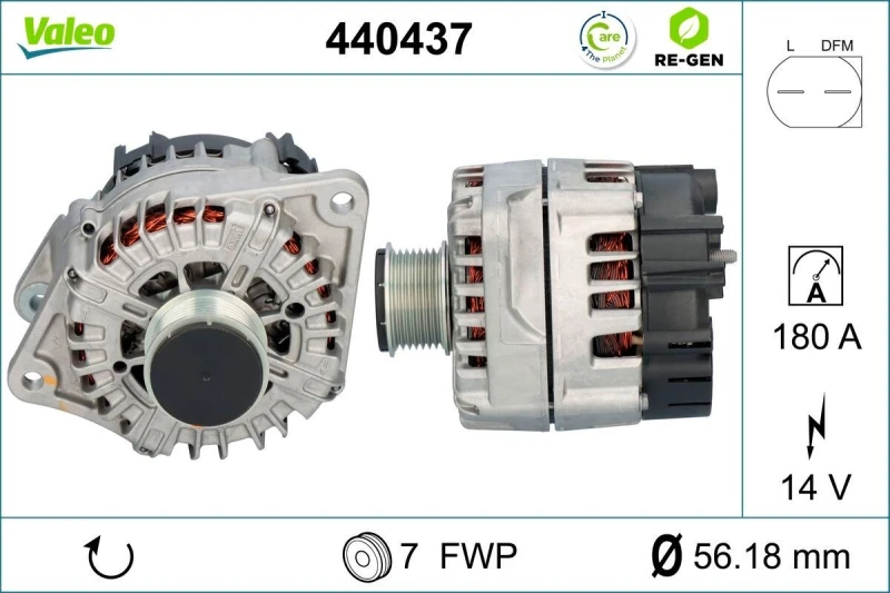 Image of VALEO 440437 Generator Alternator Charging Current: 180A, Voltage: 14V, REMANUFACTURED PREMIUM Alternator (4)
