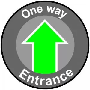 Image of One Way Entrance Floor Graphic adheres to most smooth clean flat