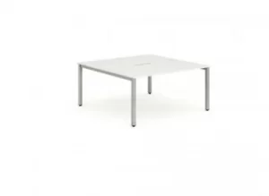 image of B2B Silver Frame Bench Desk 1200 White (2 Pod)