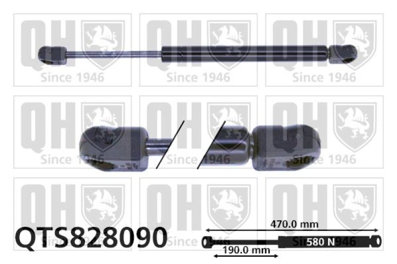Image of QUINTON HAZELL Tailgate strut QUINTON HAZELL QTS828090