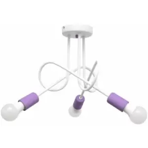 Image of Helam Oxford Multi Arm Semi Flush Ceiling Light White, Purple 50cm