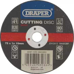 Image of Draper Metal Cutting Disc 75mm 1mm 10mm