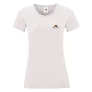 Image of Fruit of the Loom Womens/Ladies Vintage Small Logo T-Shirt (S) (White)