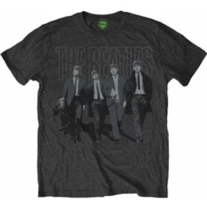 Image of The Beatles - Walking In London on Logo Mens Large T-Shirt - Grey