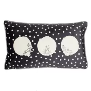 Image of Spot Me Peter Rabbit Rectangular Cushion Charcoal / 30 x 50cm / Polyester Filled