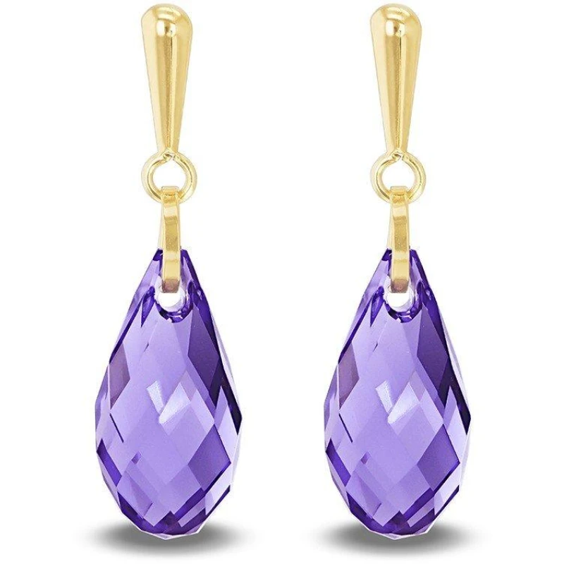 Image of Be You 9ct Gold Swarovski Crystal Teardrop Earring Yellow Gold female One Size