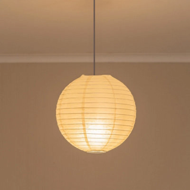 Image of ValueLights Isla White Paper Globe Ball Dome Easy Fit Ceiling Lamp Shade White