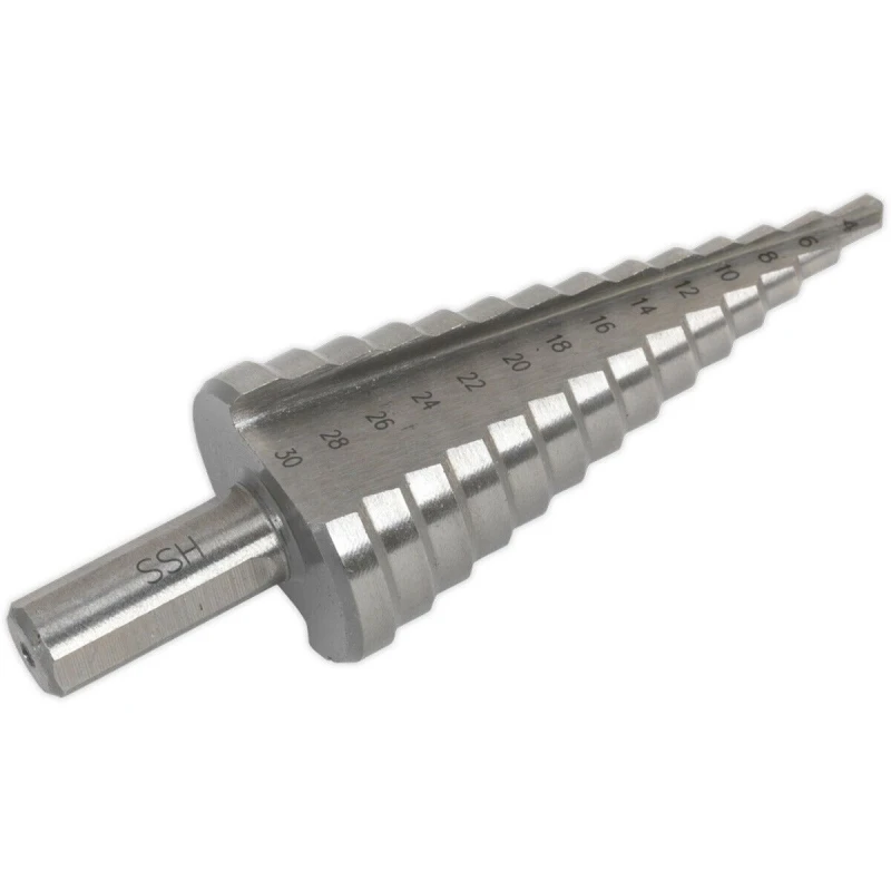 Image of Loops HSS M2 Double Flute Step Drill Bit - 4mm to 30mm - Precision Hole Drilling Bit Multi