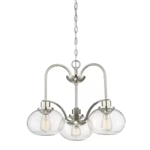 image of 1 Bulb Chandelier Hanging Pendant LIght Brushed Nickel LED E27 60W Bulb