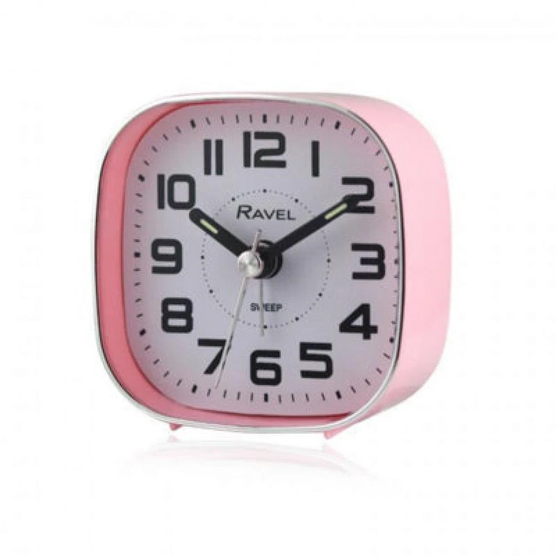Image of Ravel Petite Quartz Alarm Clock Pink Rc038.5 Easy Read Bedside Clock