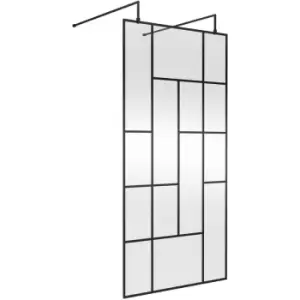 image of Abstract Frame Wetroom Screen with Support Bars 1000mm Wide - 8mm Glass - Hudson Reed