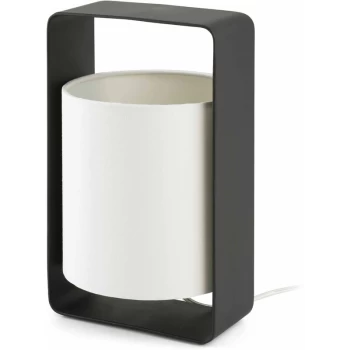 image of Faro Lula - 1 Light Small Table Lamp White, Black with White Shade, E27