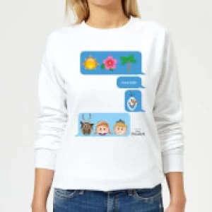 Image of Disney Frozen I Love Heat Emoji Womens Sweatshirt - White - XS