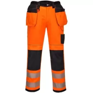 Image of Portwest Mens PW3 Hi-Vis Trousers (30R) (Orange/Black) - Orange/Black