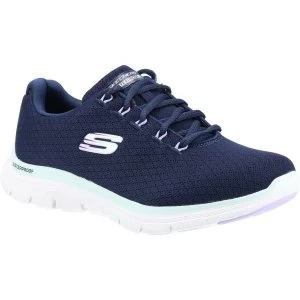 Image of Skechers Womens Flex Appeal 4.0 Coated Fidelity Shoes Navy/Aqua UK4