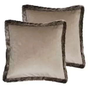 image of Paoletti Kiruna Twin Pack Polyester Filled Cushions Taupe