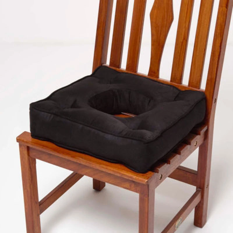 Image of Homescapes Faux Suede Coccyx Cushion with Ties Black