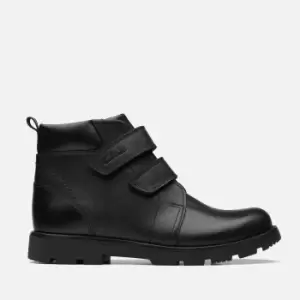Image of Clarks Kids Loxham Derby School Shoes - Black Leather - UK 10 Kids