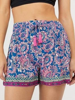 Monsoon Neena Printed Ecovero Short - Blue, Size XL, Women