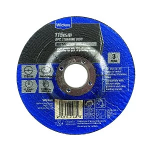 image of Wickes DPC Metal Grinding Disc 115mm - Pack of 3