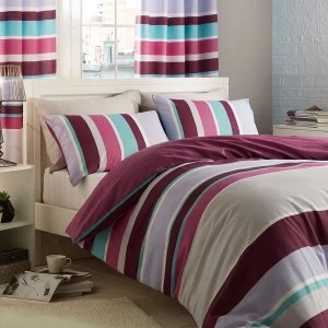 Image of Catherine Lansfield Modern Textured Stripe King Duvet Set - Multi
