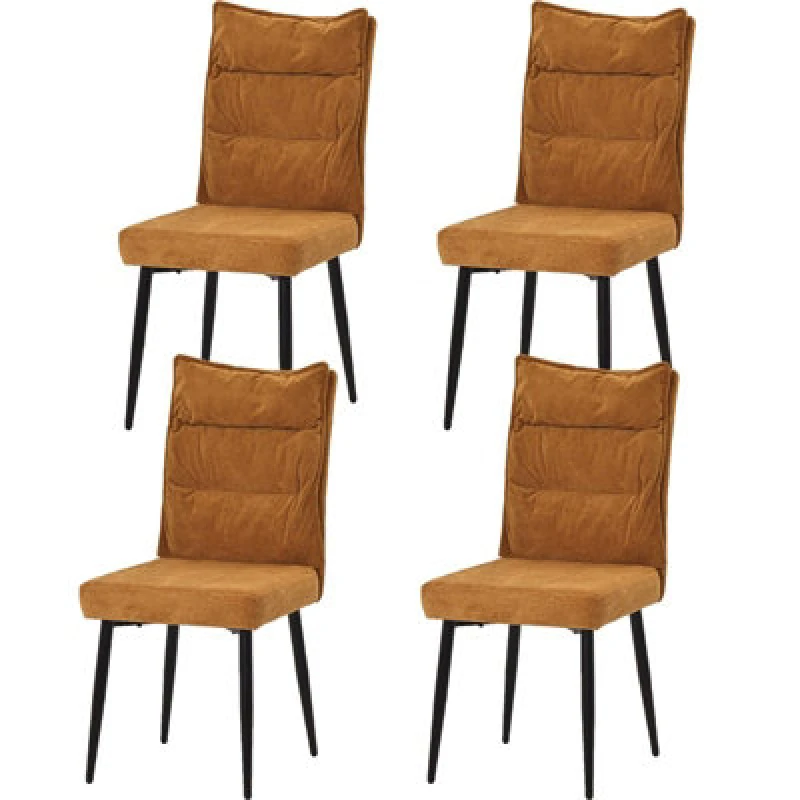 Image of Upholstered Dining Chairs Set Of 4, Linen Fabric Dining Chairs-Brown