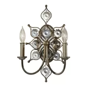 Image of Twin Wall Light Sconce Burnished Silver LED E14 60W Bulb