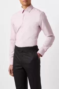 Mens Slim Pink Two Tone Textured Smart Shirt