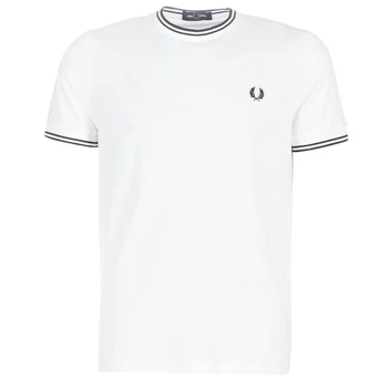 Image of Fred Perry TWIN TIPPED T-SHIRT mens T shirt in White - Sizes XXL,S,M,L,XL
