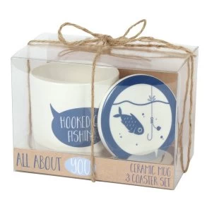 Image of Hooked on Fishing Mug and Coaster Set