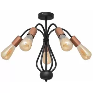 image of Helam Nevada Multi Arm Semi Flush Ceiling Light Black, Copper 46cm