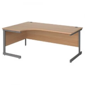 image of Left Hand Ergonomic Desk with Beech Coloured MFC Top and Graphite Frame Cantilever Legs Contract 25 1800 x 1200 x 725 mm