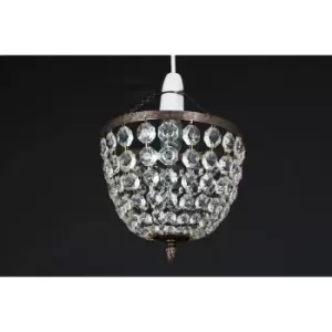Image of Impex Kiel 8" Baguette Antique Brass Pendant Ceiling Light