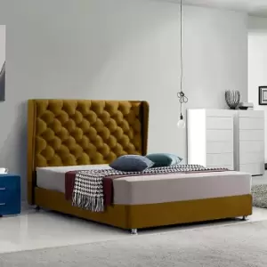 Image of Ondra Bed Double Plush Velvet Mustard