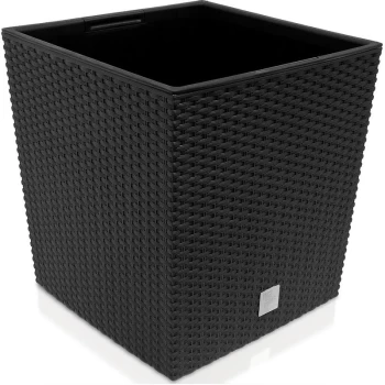 image of Flower Pot Rattan Look Weatherproof Removable Inner Pot Flower Box Planter Indoor Area Outdoor Area Planter 64 Ltr. - anthrazit (de)